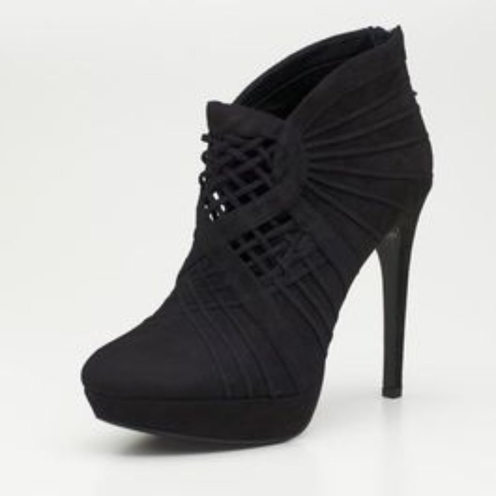 Elie Tahari Bria Bootie Black Suede (sz 37-1/2)